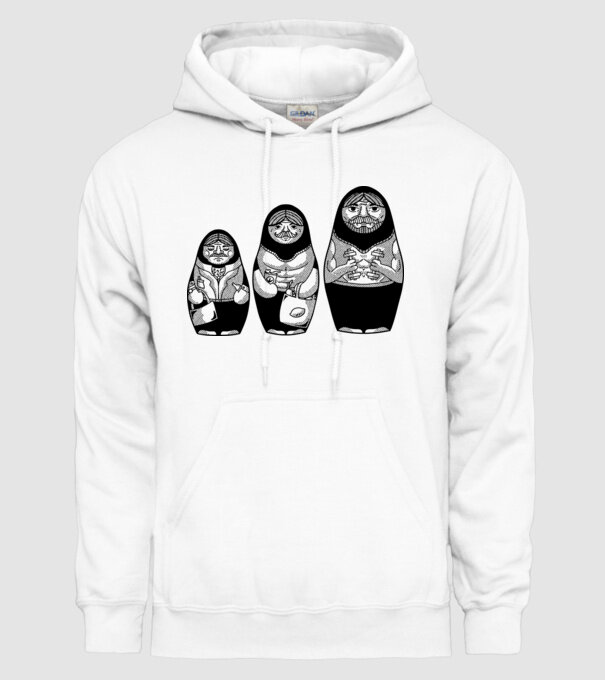 Păpuși Mamushka model alb pe tricou