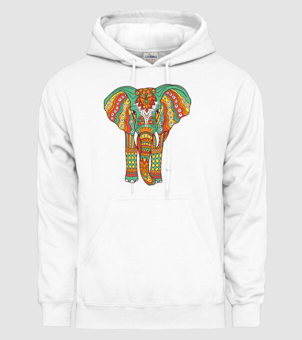 Mandala Elefant model alb pe tricou