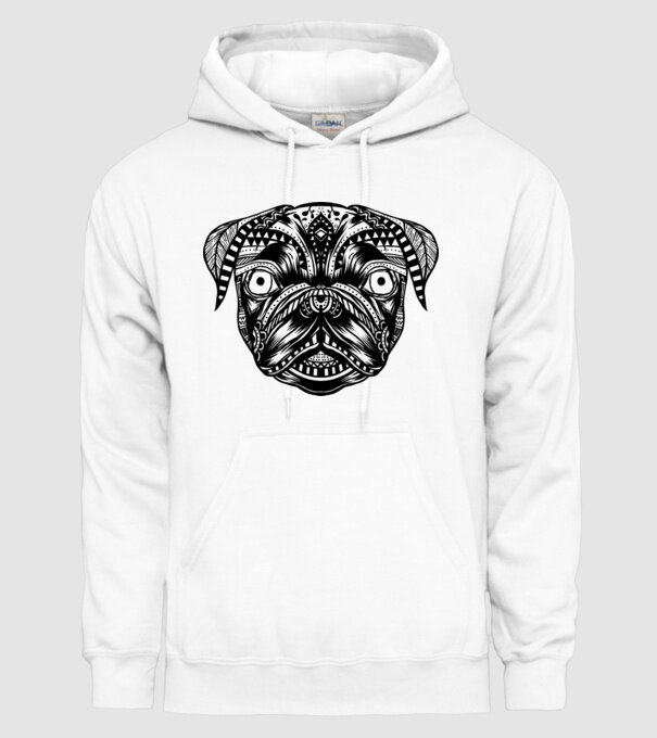 Mandala Cap Mops model alb pe tricou