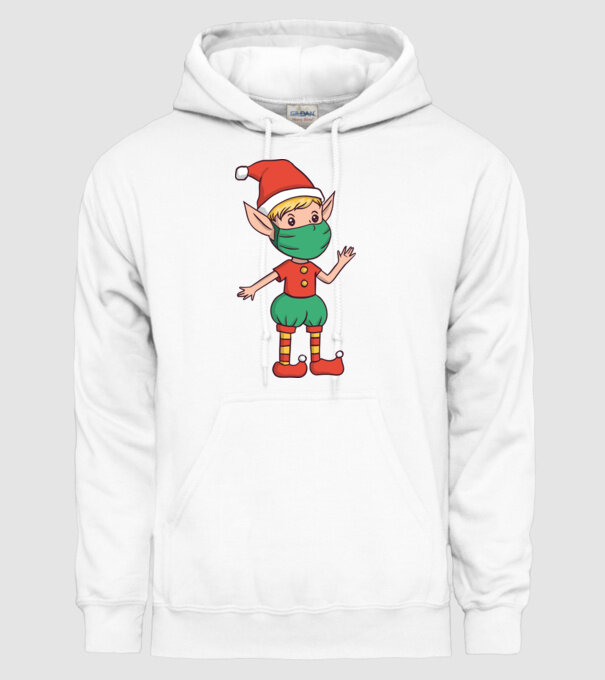 Elf cu mască model alb pe tricou
