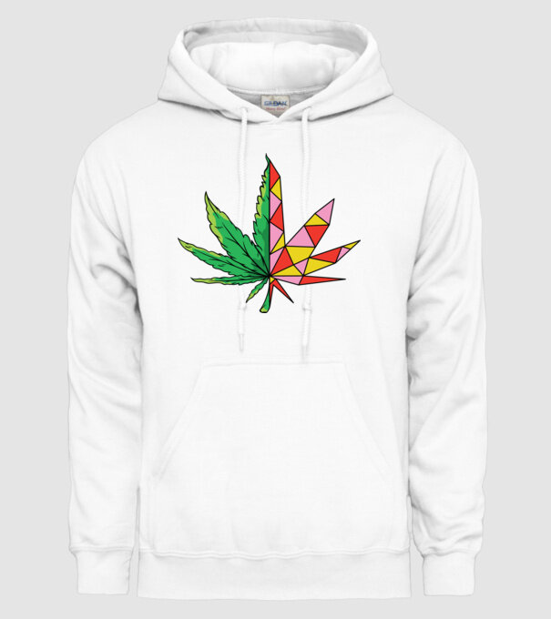 Frunză de marijuana model alb pe tricou