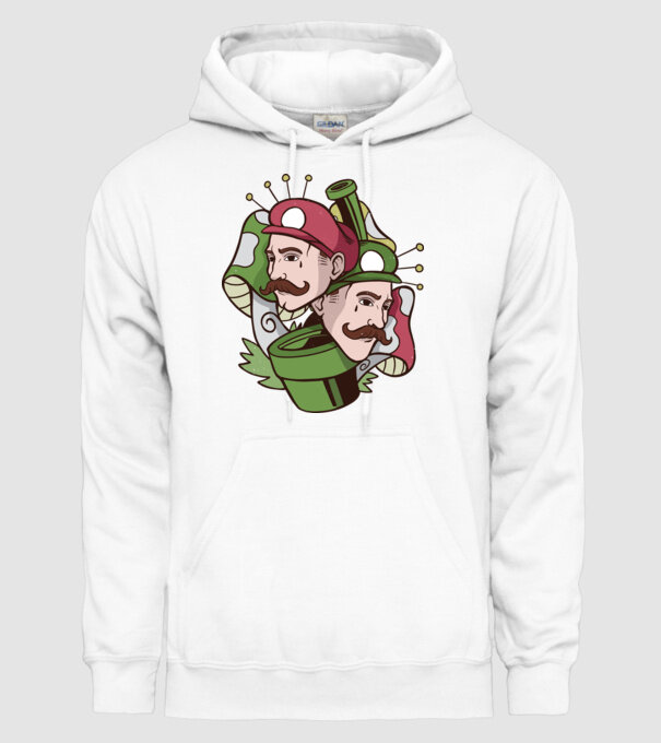 Mario și Luigi model alb pe tricou