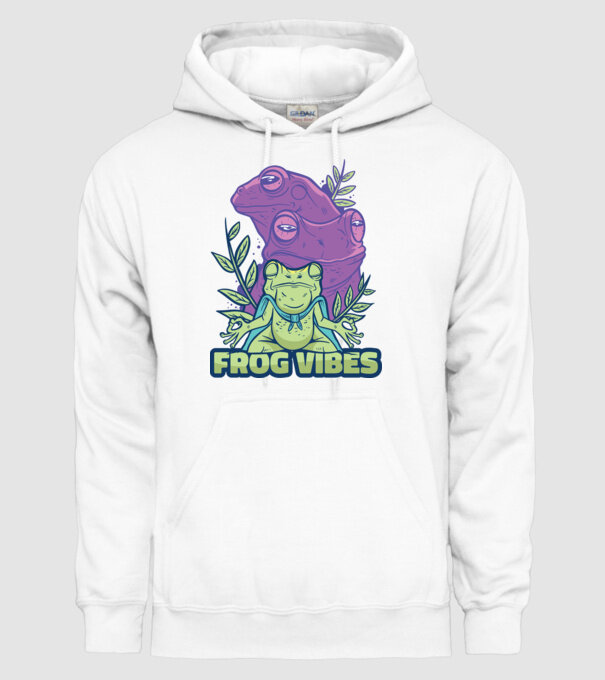 Broasca meditatoare model alb pe tricou