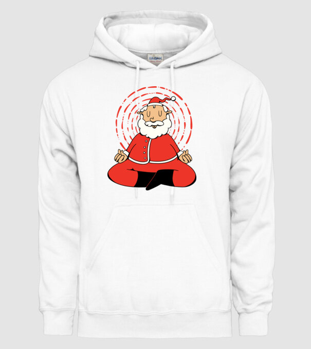 Moș Crăciun meditând model alb pe tricou