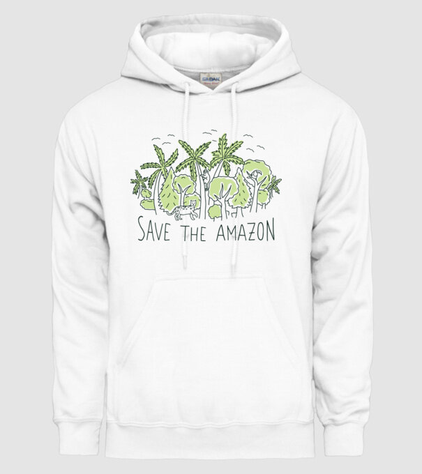 Salvează Pădurea Amazoniană model alb pe tricou