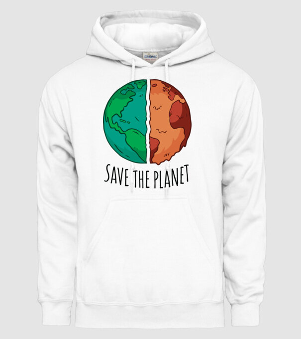 Salvați planeta model alb pe tricou