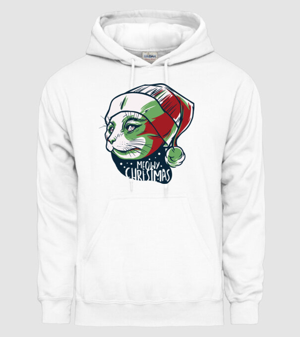 Meowy Christmas Pisică de Crăciun model alb pe tricou