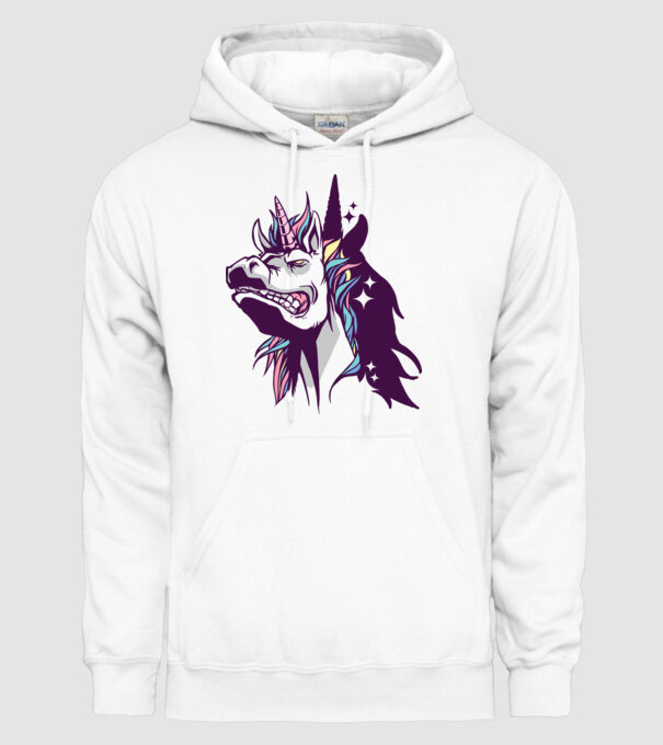 Unicorn supărat model alb pe tricou