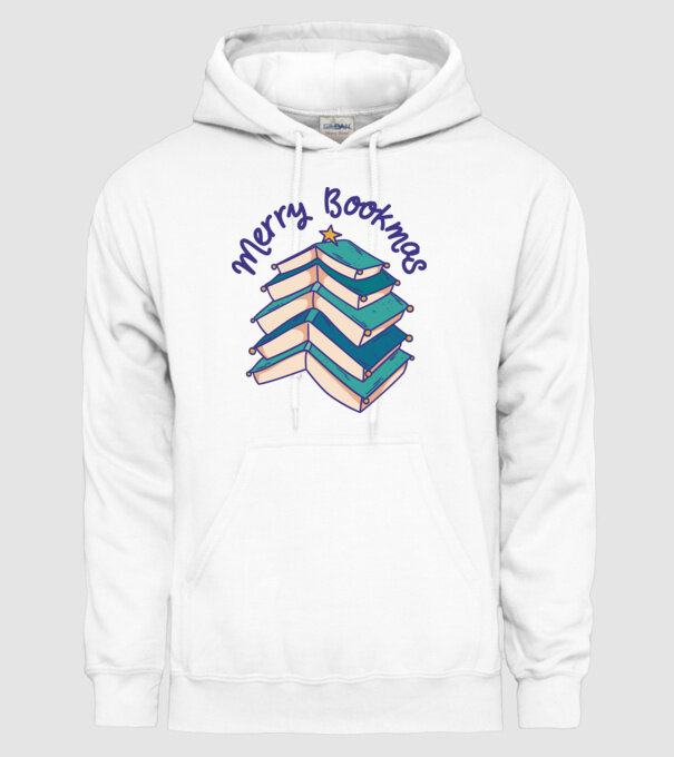 Merry Bookmas Crăciun cu cărți model alb pe tricou