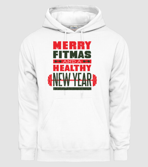 Merry Fitmas and a Healthy New Year tricou amuzant antrenament model alb pe tricou