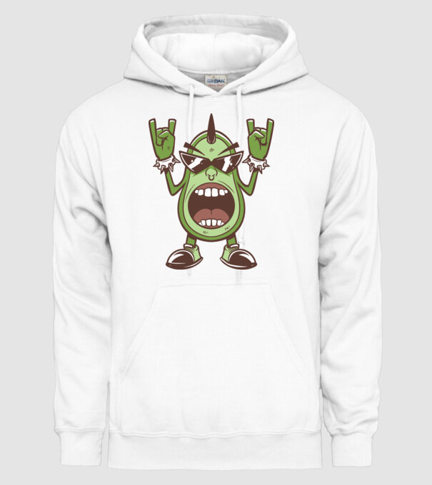 Avocado Metal model alb pe tricou