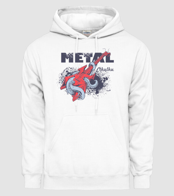 Metal Cthulhu model alb pe tricou