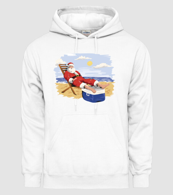 Moș Crăciun În vacanță model alb pe tricou