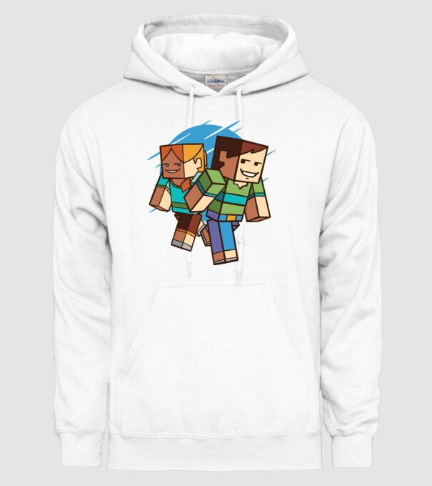 Caractere Minecraft model alb pe tricou