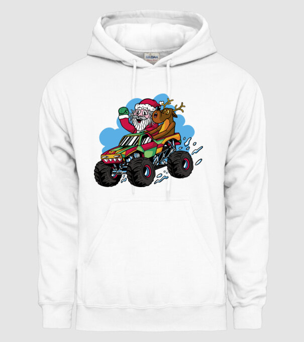Monster Truck Moș Crăciun model alb pe tricou