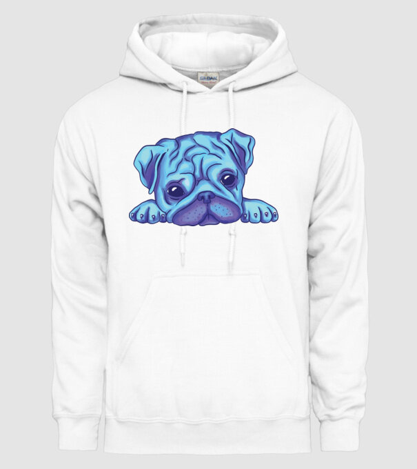 Cap de Mops acuarelă model alb pe tricou
