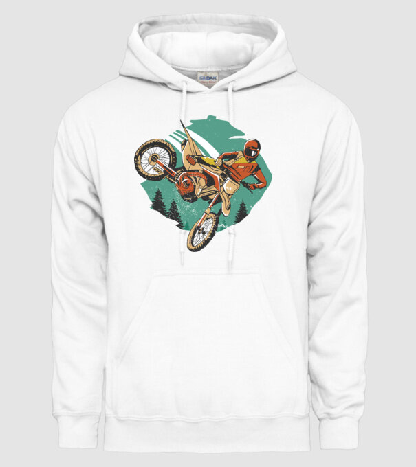 Motociclist motocros model alb pe tricou