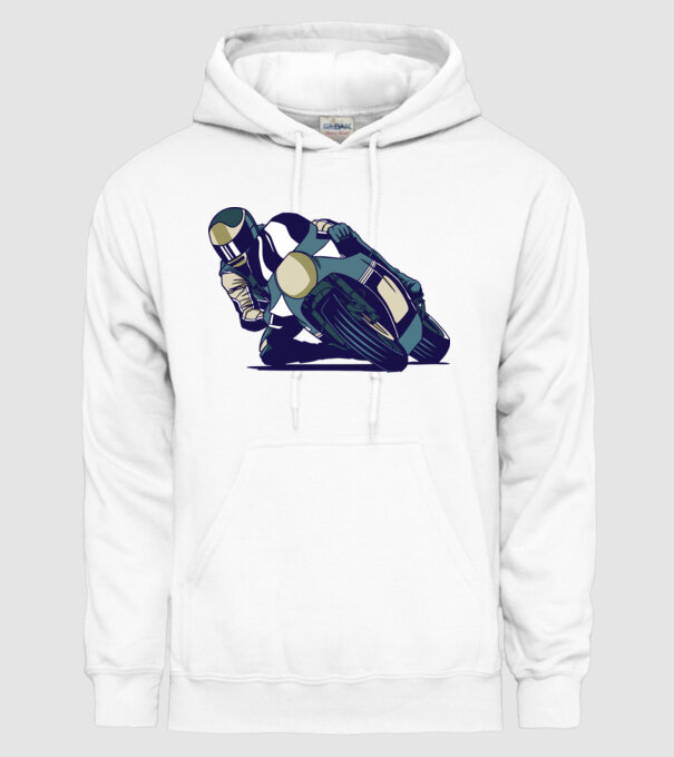 Concurent motocicletă model alb pe tricou