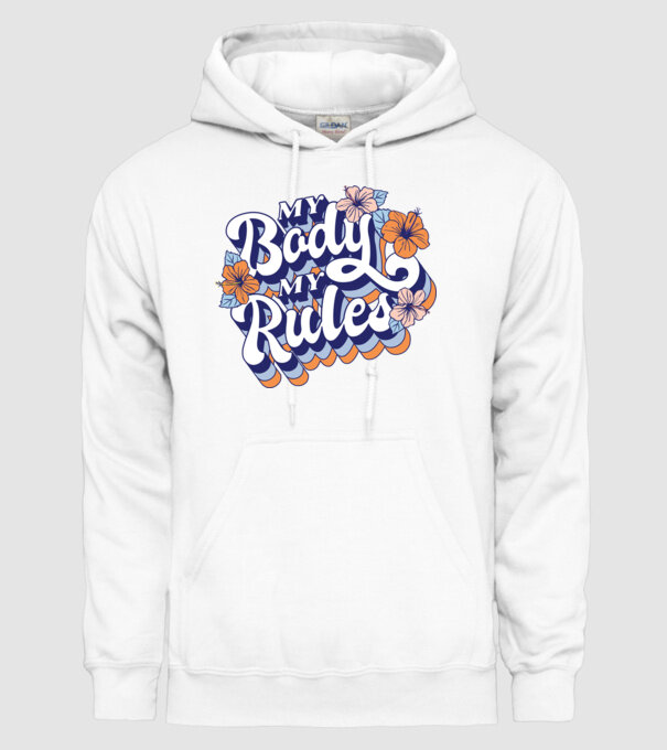 My Body My Rules model alb pe tricou