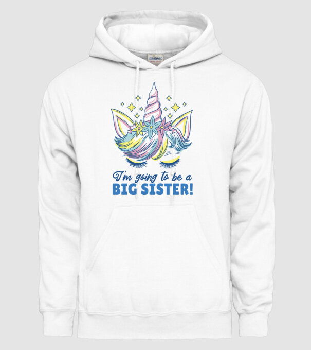 O să fiu un frate mai mare Unicorn model alb pe tricou