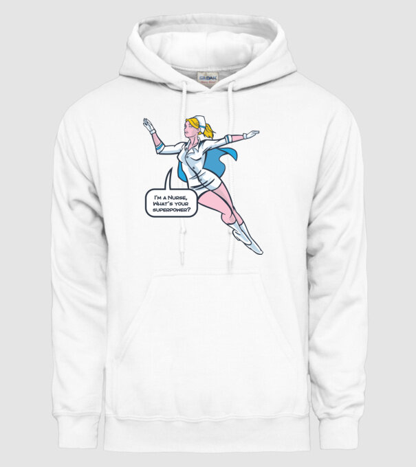Sunt asistentă medicală, care este superputerea ta? model alb pe tricou