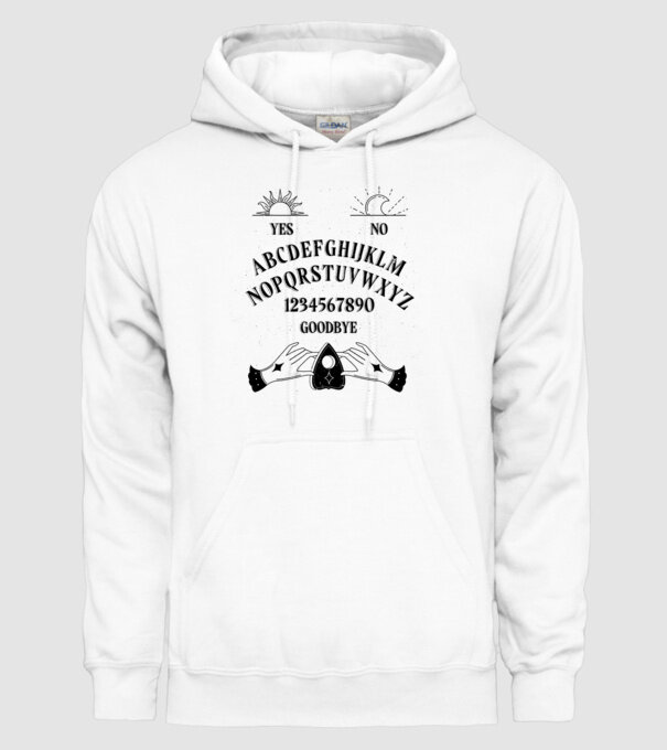Motiv Ouija model alb pe tricou