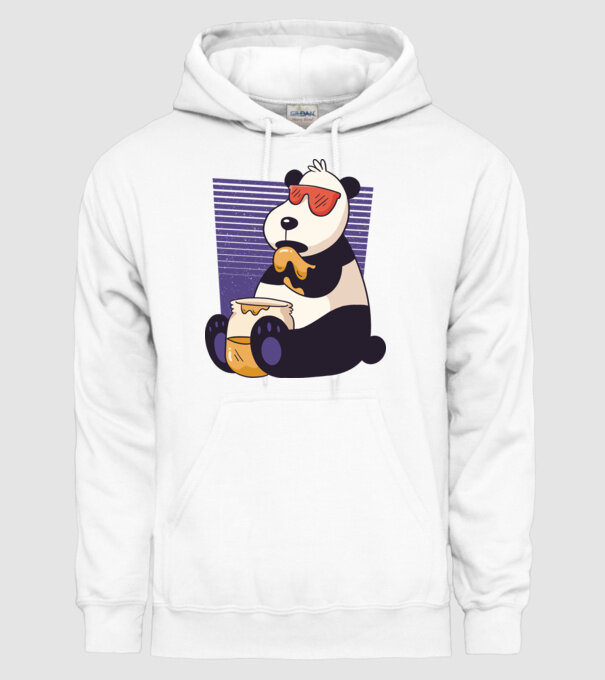 Panda cu miere model alb pe tricou