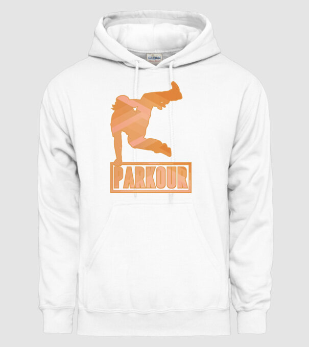 Tricou Parkour cu inscripție model alb pe tricou