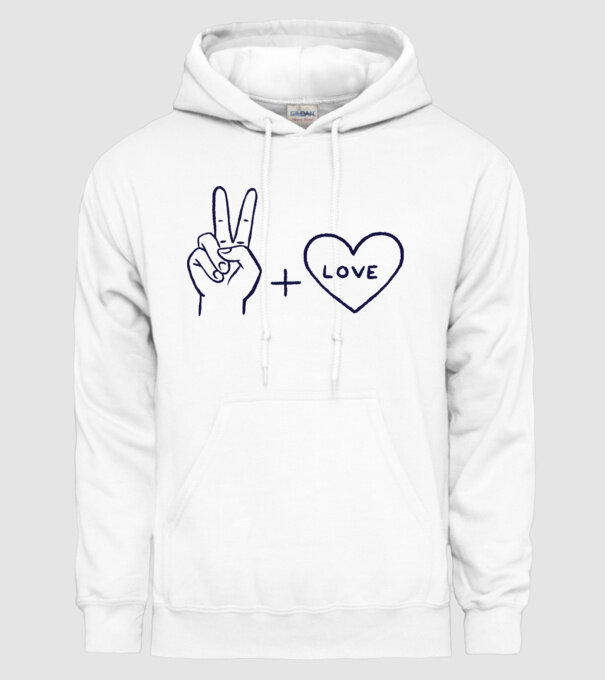 Peace + Love model alb pe tricou