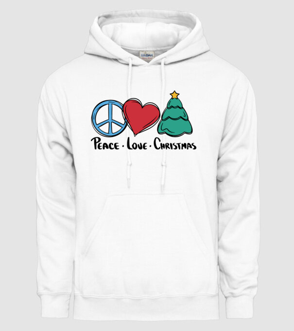 Peace Love Crăciun model alb pe tricou