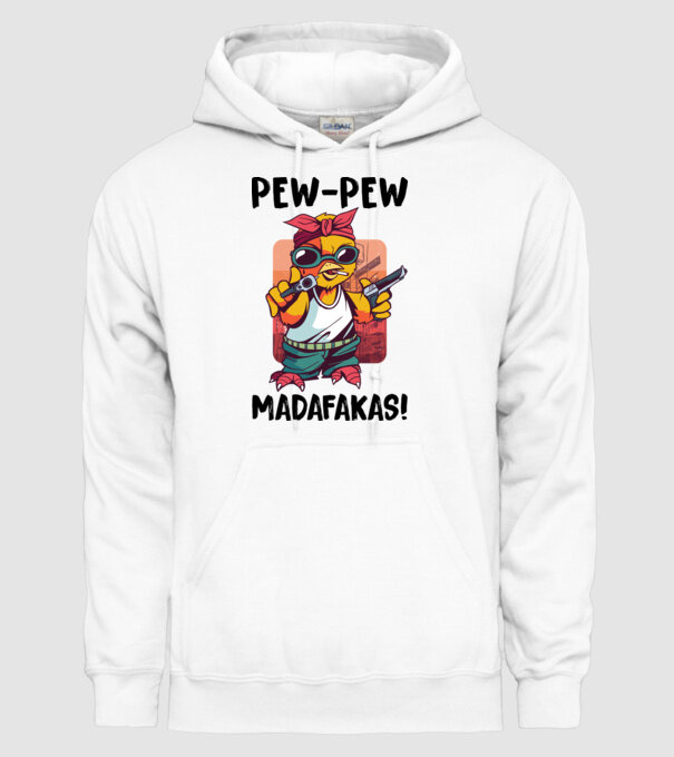 Pew Pew Pew Madafakas Pui alb model alb pe tricou