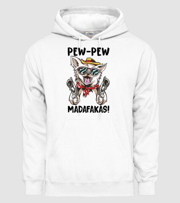 Pew Pew Pew Madafakas Chivava alb model alb pe tricou