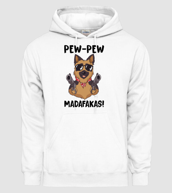 Pew Pew Pew Madafakas Ciobănesc german alb model alb pe tricou