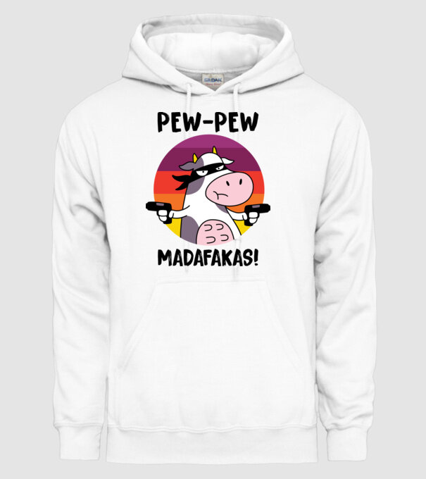 Pew Pew Pew Madafakas Vacă alb model alb pe tricou