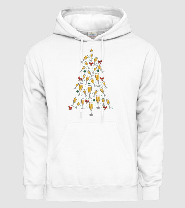 Pom de Crăciun cu Șampanie model alb pe tricou