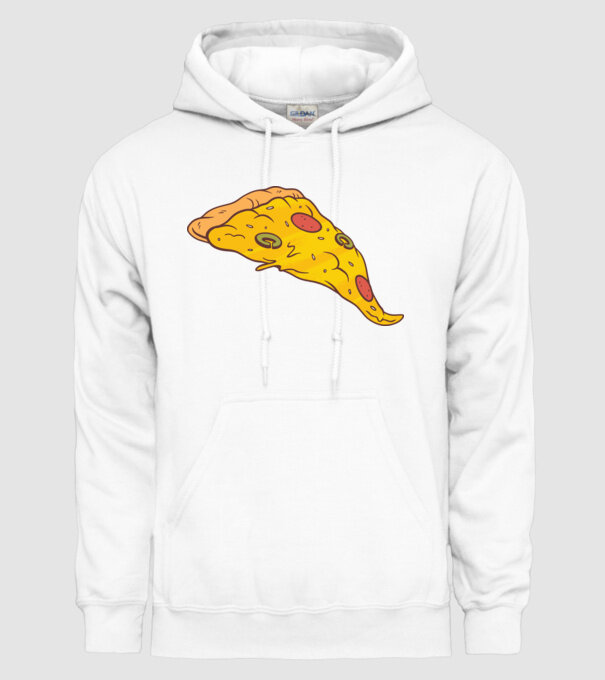 Felie de pizza Cuplu model alb pe tricou