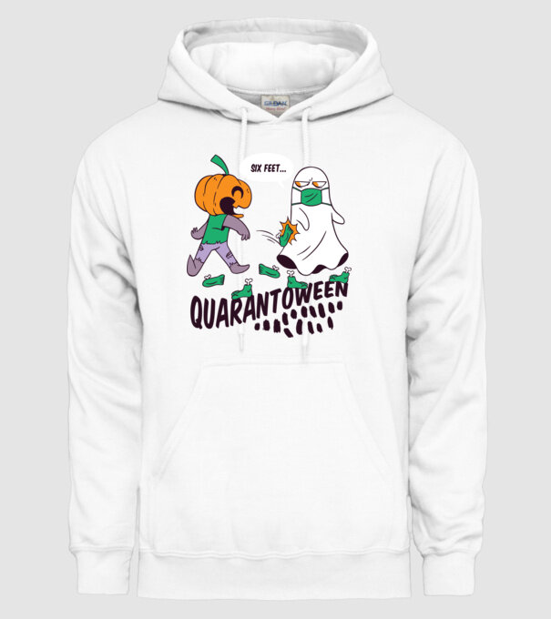Quarantoween model alb pe tricou