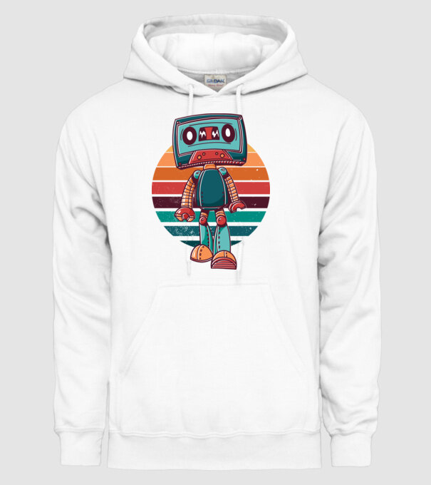 Robot Casetă retro model alb pe tricou