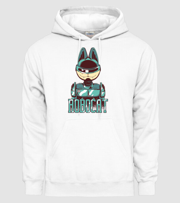 Robocat - Pisică Robot model alb pe tricou