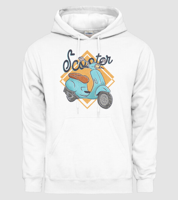 Scooter model alb pe tricou