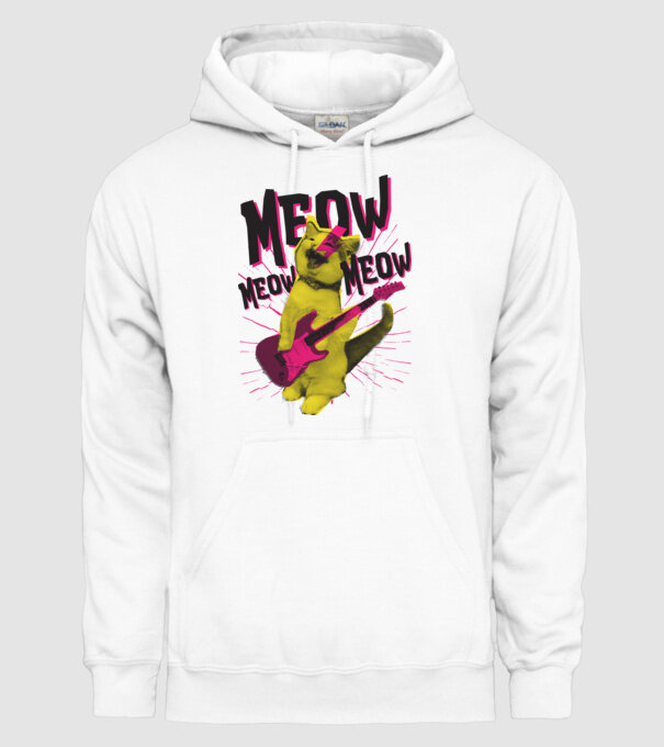 Pisică Rocker Meow model alb pe tricou