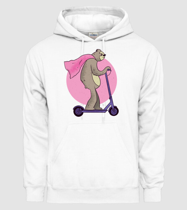 Leneș cu Trotinetă model alb pe tricou
