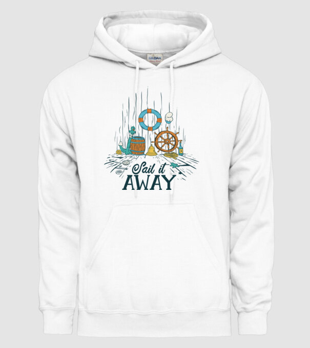 Sail it away model alb pe tricou