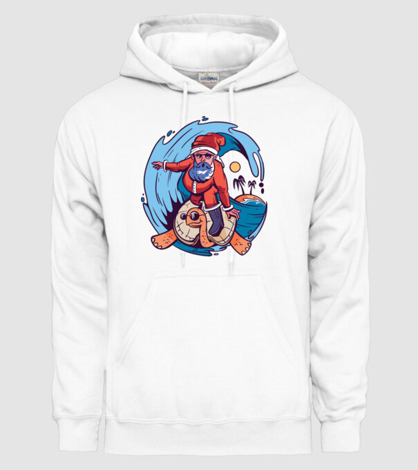 Santa Surf model alb pe tricou