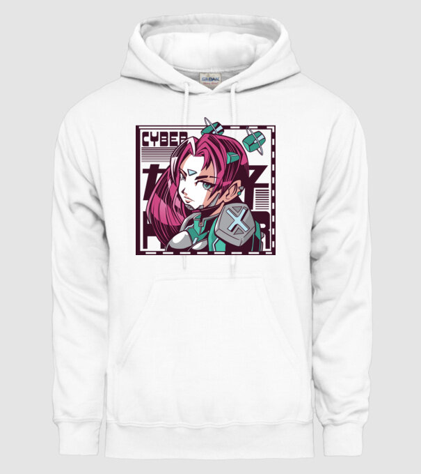 Anime fată Sci-fi model alb pe tricou