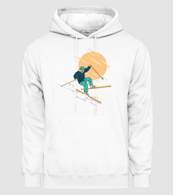 Căzătură schior model alb pe tricou