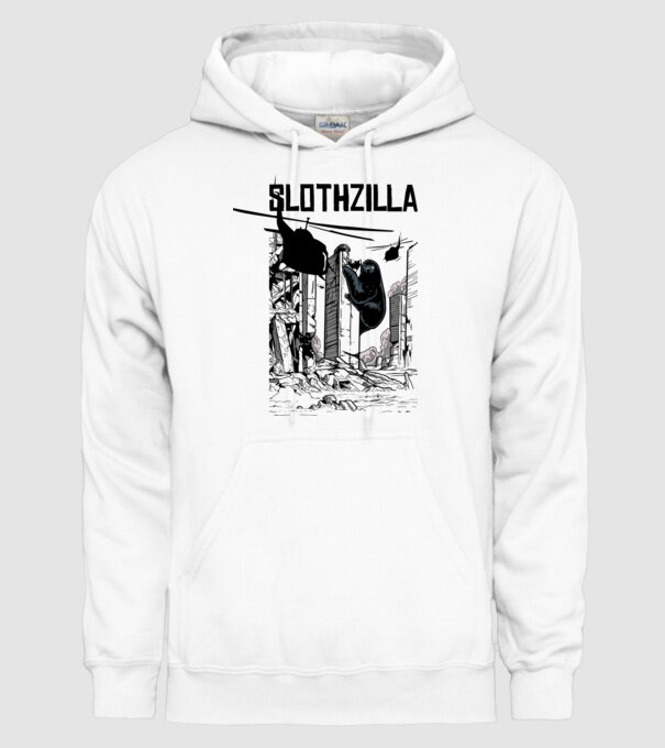 Slothzilla la atac amuzant tricou leneș amuzant model alb pe tricou
