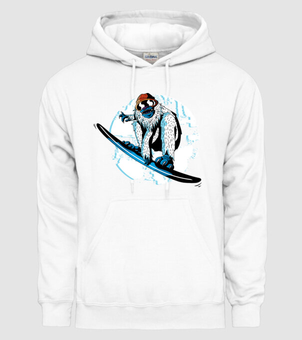 Yeti Snowboarder model alb pe tricou