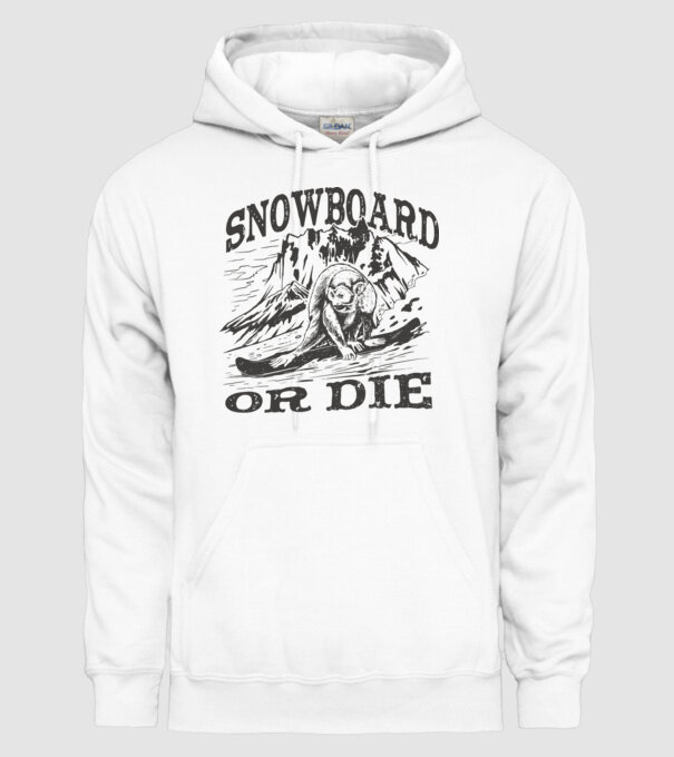 Maimuță Snowboarder model alb pe tricou