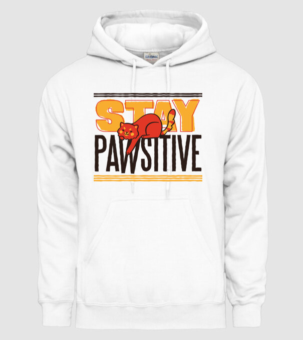 Stay Pawsitive model alb pe tricou